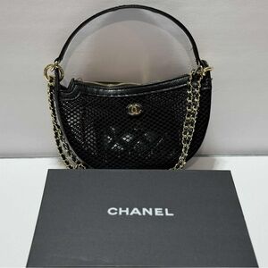 Chanel Novelty GWP Black and Gold Mesh Shoulder Bag